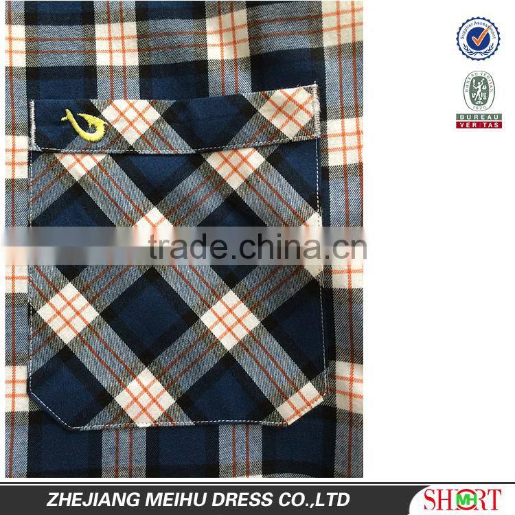 2016 High quality Custom men big check flannel shirt , men plaid casual shirt
