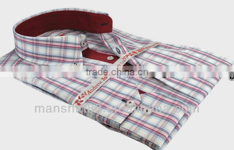 2017 newest style italian collar french cuff checks fancy casual dress shirt