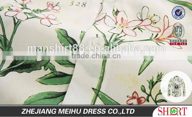 2016 Spring collection men plant printed slim fit casual shirt