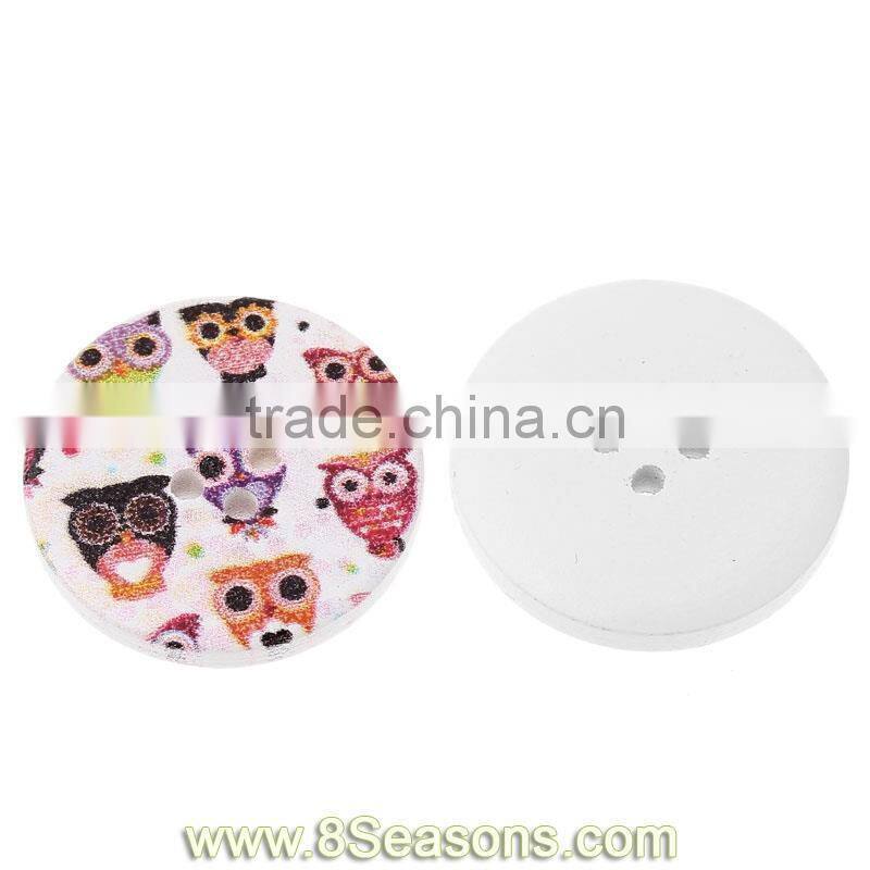 Multicolor Halloween Owl Pattern 4 Holes Wood Painting Sewing Buttons