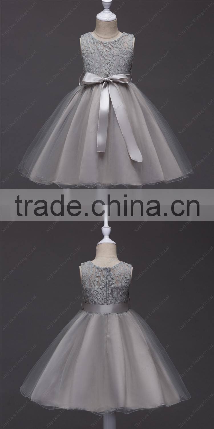 Wholesale latest frock design lace flower wedding birthday party dress for baby girl