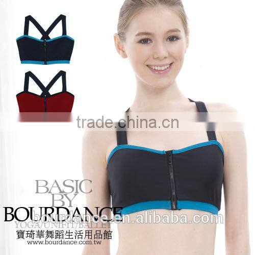 Zipper front sports bra