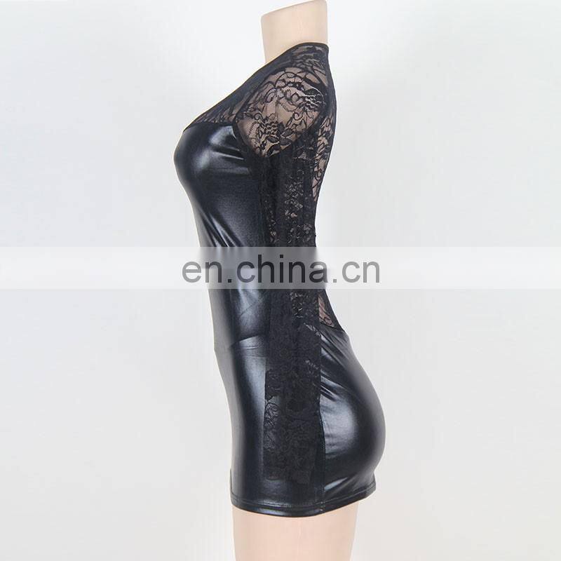 Hot selling black color sexy leather lingerie