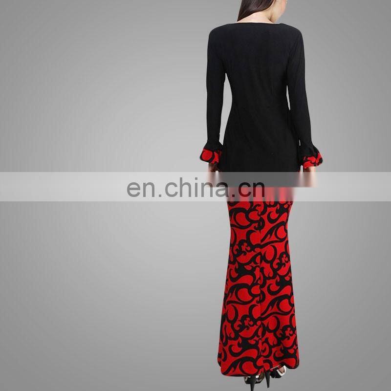 2016 Kebaya Printing Baju Kurung Modern In Black Wholesale Model Baju Kurung Modern Black And Red Islamic Clothing Fashion
