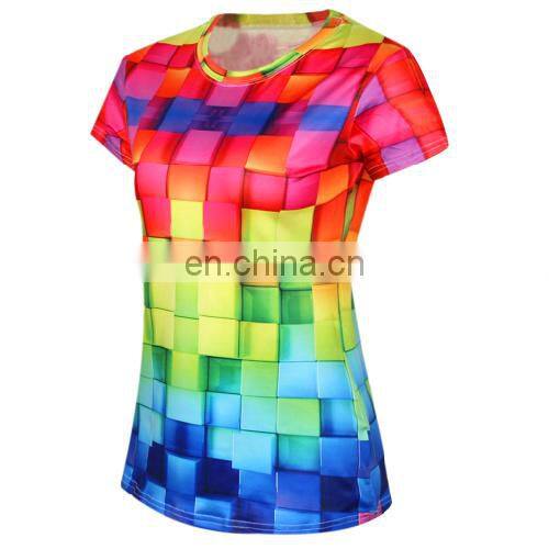 2017 Creat Your Own Mixed Color Summer 3D Cheap 100 Polyester Sublimation Women T Shirt