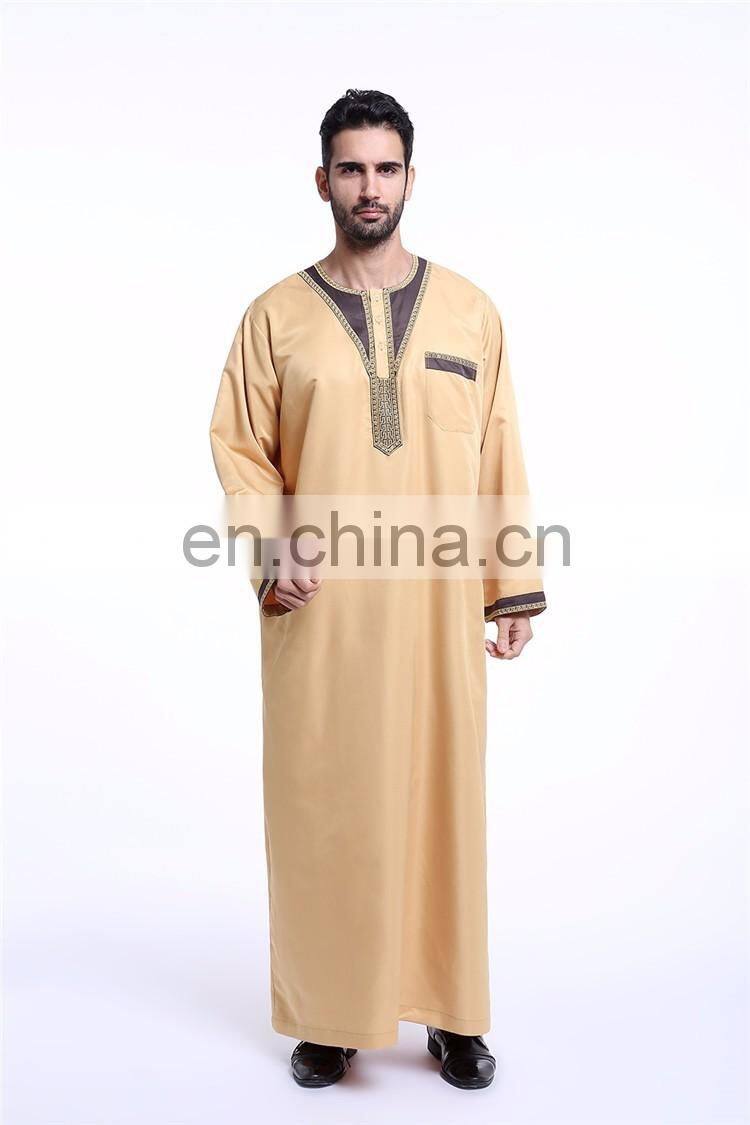 2017 EID Muslim wear men Abaya chothes for prey Men maxi thobe for islamic