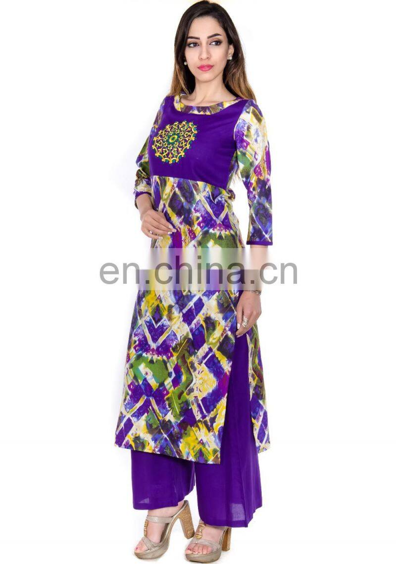Indian traditional party wear embroidered 100% viscose woman kurtis exporter