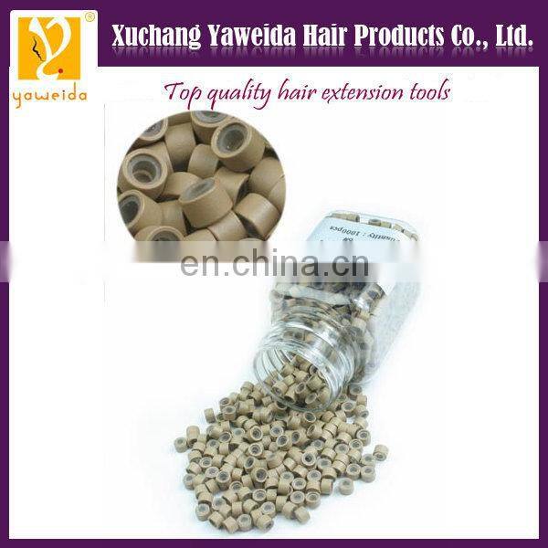 Black, brown, beige color Top quality human hair extension bead links silicone lined micro beads