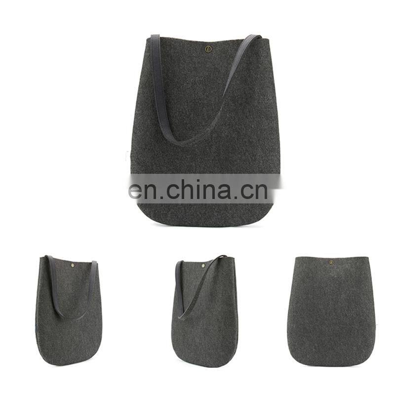 China supplier elegant design 100% wool felt tote bag for women can be customized with leather handle