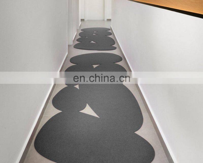 High quality Lase cut Green office different shapes wool felt modern area rug for whole sale