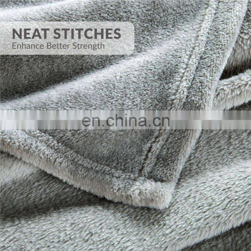Silver Grey Travel Size Super Soft Fluffy Warm Solid Bed Throws Flannel Fleece Blanket