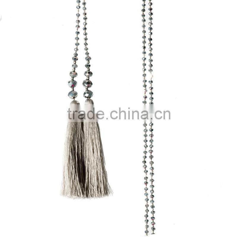 2016 fashion DIY colorful crystal pendant necklace, beaded tassel necklace