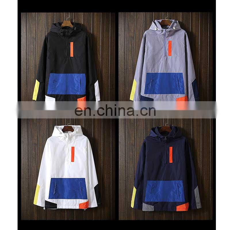 Wholesale custom men's new sports jacket windbreaker loose half zipper jacket casual stand collar pullover jacket