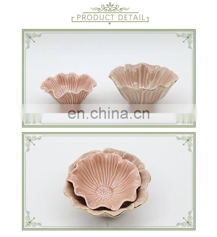 high quality unique popular home cheap color petaloid ceramic ornaments art craft