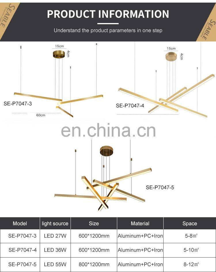 New Design Gorgeous Decoration Indoor Living Room PC Iron Aluminum Gold Modern LED Chandelier Light