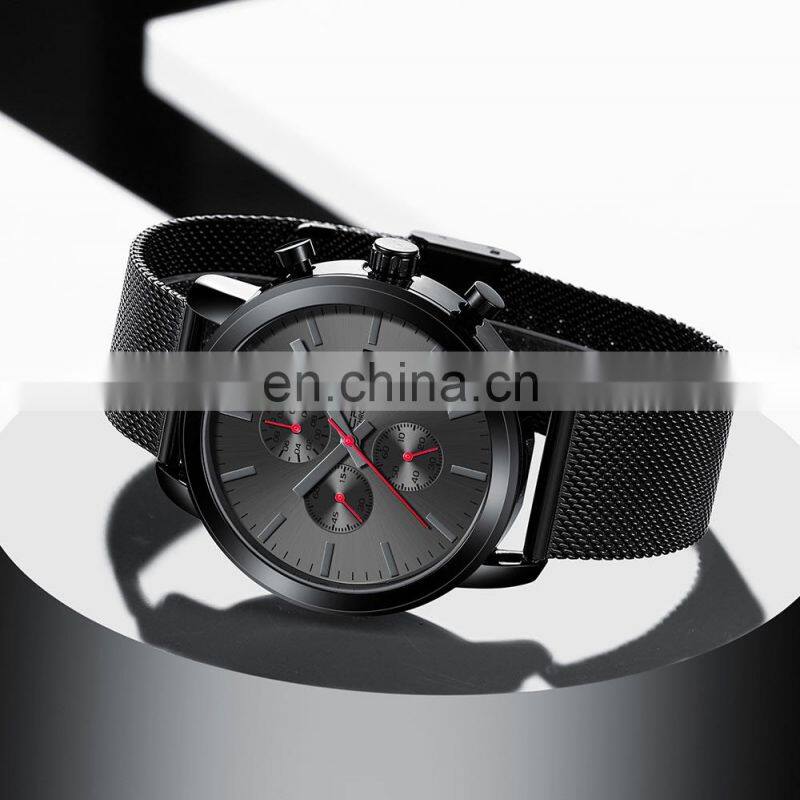 Crrju 2287 Advertisement Mens of Quartz Watch Chrono Steel Mesh Strap Beautiful Watches for Men