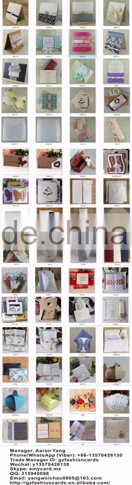 2016 Hot sale & high-end elegant white lace wedding invitations with ivory ribbons & crystal brooches