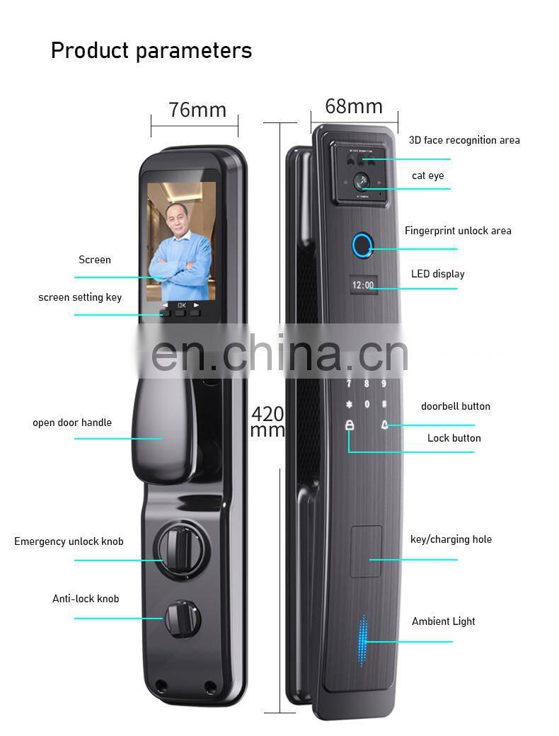 visible cat eye lock outdoor password electronic audio fingerprint gate smart digital door lock with camera for front door