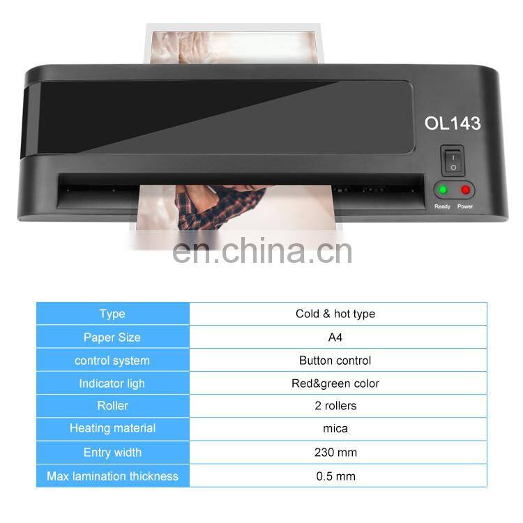 Factory Price Customized A4 A5 A6 Office Equipment Portable Pouch Thickness 75-125mic Sheet Plastic Paper Automatic Laminator