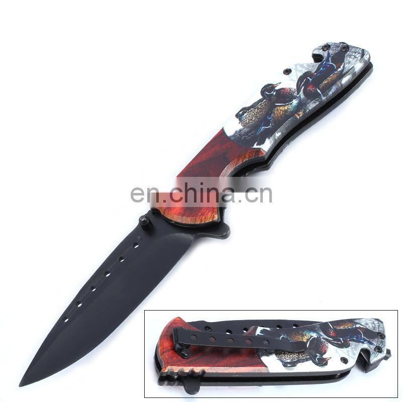 Plastic 3D printing Handle Stainless Steel Outdoor Camping Tactical Folding Pocket Knife with Belt Clip