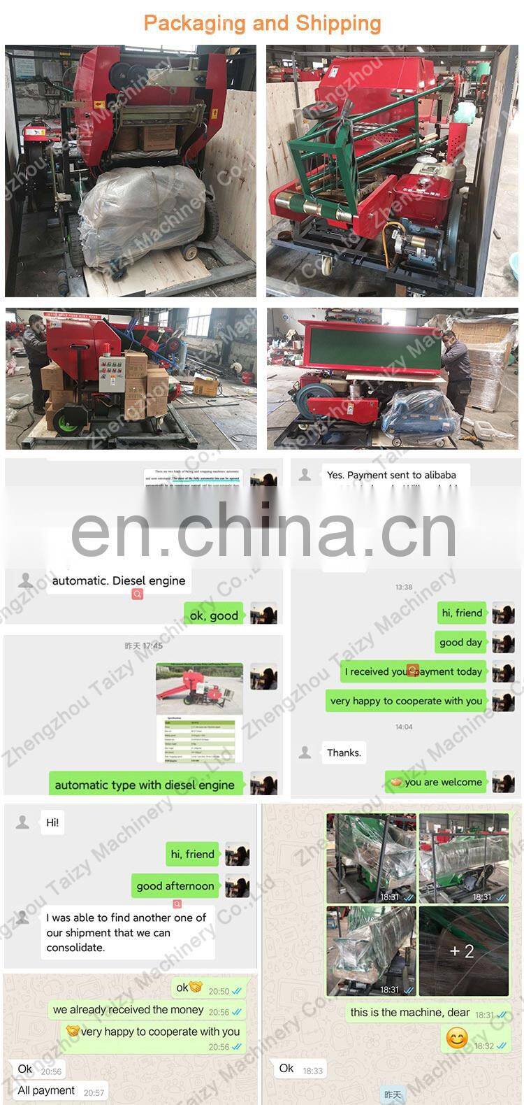 mini grass silage forage baler machine bale press packing machine