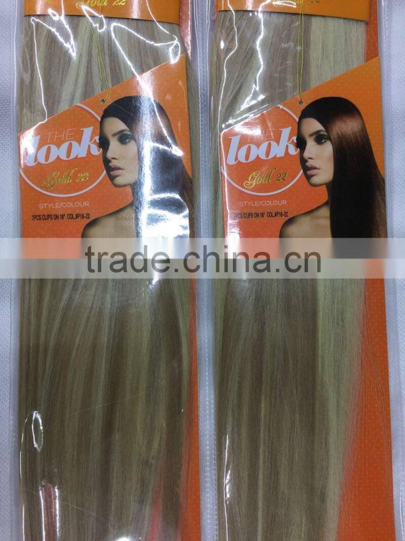 The Look Gold 22 Synthetic hair weave with clips,7pcs clips on 18" weave,17clips/100g/pcs ,color P18-22