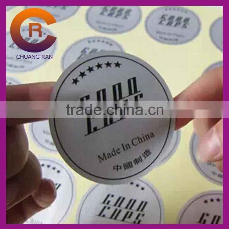Printed transparent clear custom brand name logo sticker