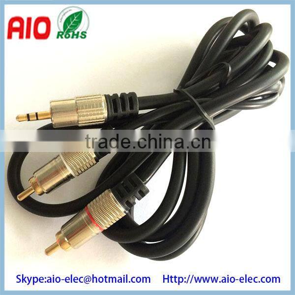 mesh nylon braiding high end 3.5mm 1/8 inch stereo male plug to 2 rca coupler male plug speaker audio adaptor cable