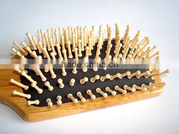 Eco-friendly Natural Bamboo Brush , Wood Pins Custom Paddle Brush