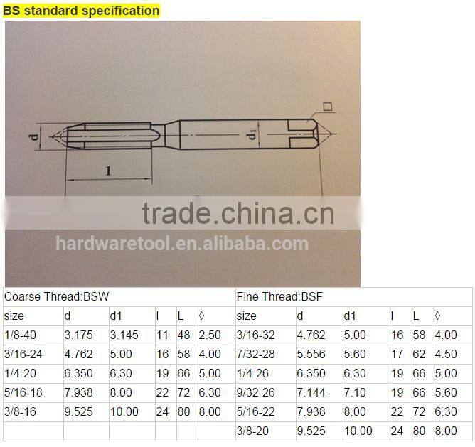 BSW 1 / 4 High Speed Steel Spiral Tap Type Spiral Fluted Tap