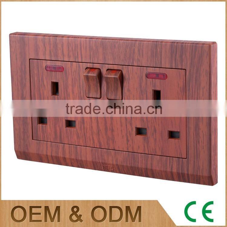 A series red wood double square type wall socket, doub;e UK type wall socket