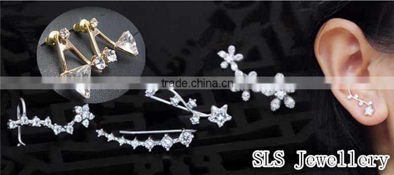 Sterling silver ear jacket and ear pins for ladies fashion ear jacket front back earrings