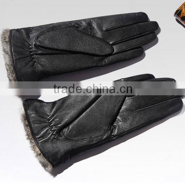 rabbit fur lined high fashion leather glove from leather glove manufacture