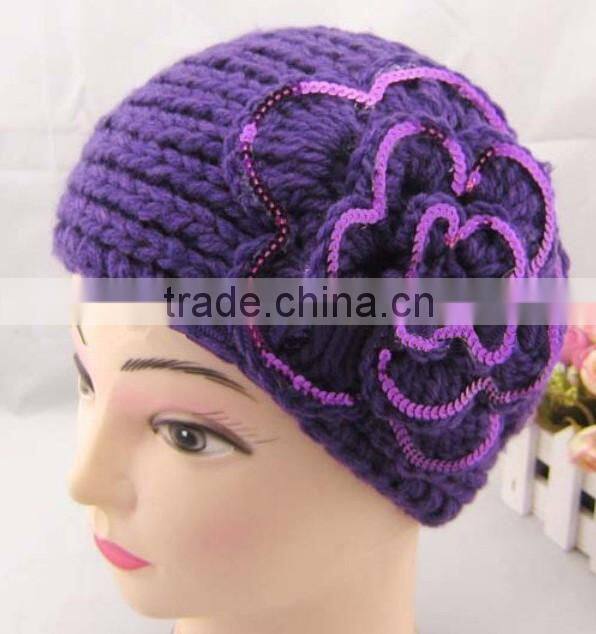 Sequin Flower Women Crochet Headband