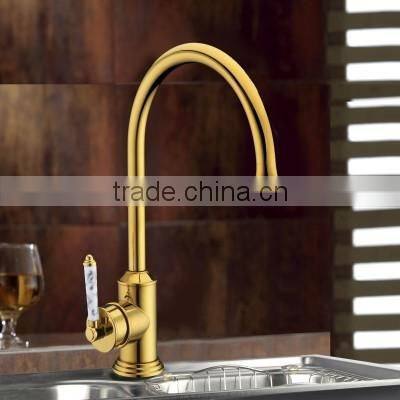 Luxury Design Solid Brass Hot and Cold Gold Plated Kitchen Faucet KNF004A