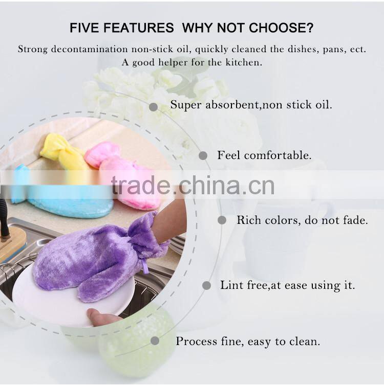 Home Kitchen Cleaning Wash Dishes Wood fiber Waterproof Magic Gloves