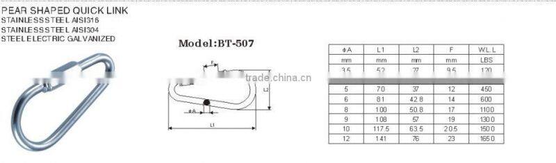 Galvanized Pear Shaped Quick Link Made in China Professional Manufacturer Link Chain Rigging Hardware