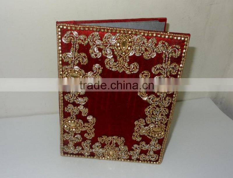 Red and Gold Embroidered Silk Invitation Box WHOLESALE