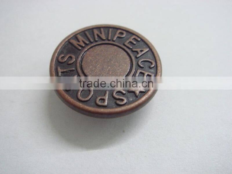 17mm popular sale metal brass button in apparel