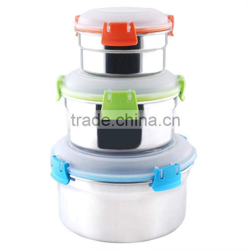 round shape stainless steel stackable food container to keep food fresh