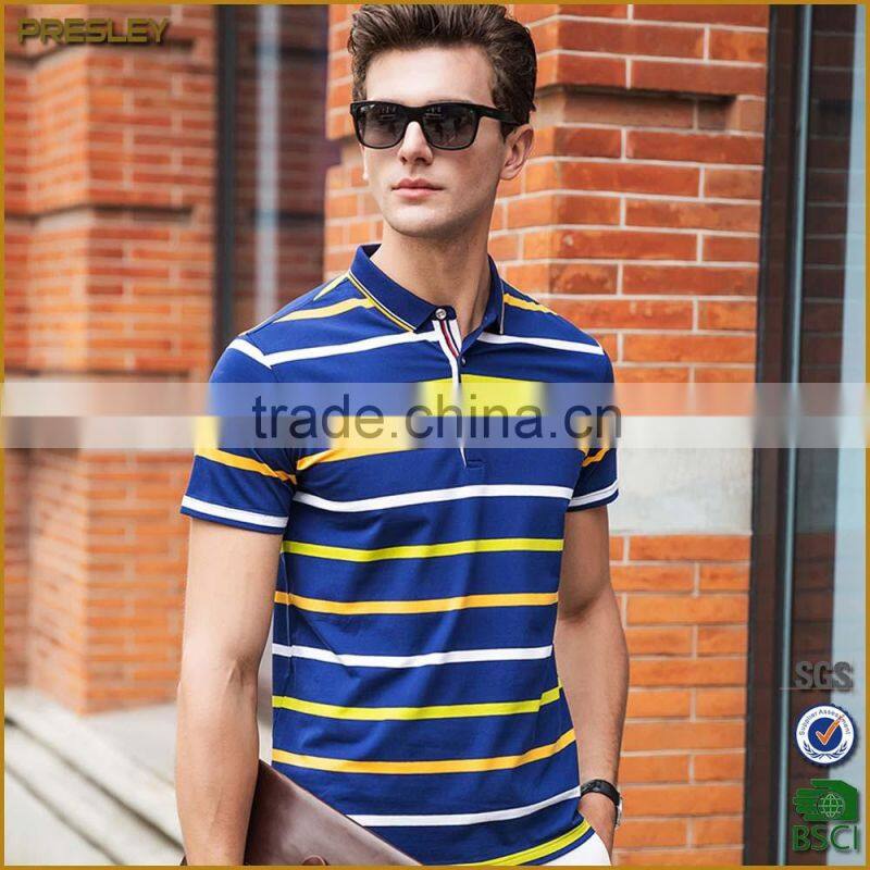 hot selling custom short sleeve stripe men microfiber polo shirt for man