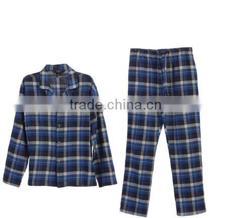 OEM 2 Piece Mens Flannel Pajamas, Button Up Shirt and Elastic Waist Pants Set