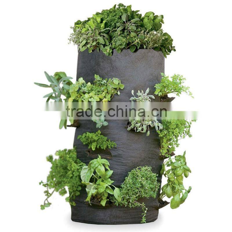 PP/PE Woven Round Garden Herb Planter Bags With Pockets,Herb Planting Grow Bag,Garden Herb Grow Bag