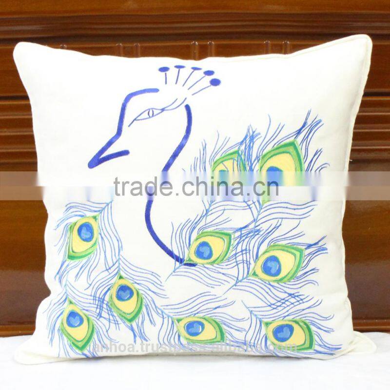 Abstract Floral Design Embroidered Pillow Cushion Cover