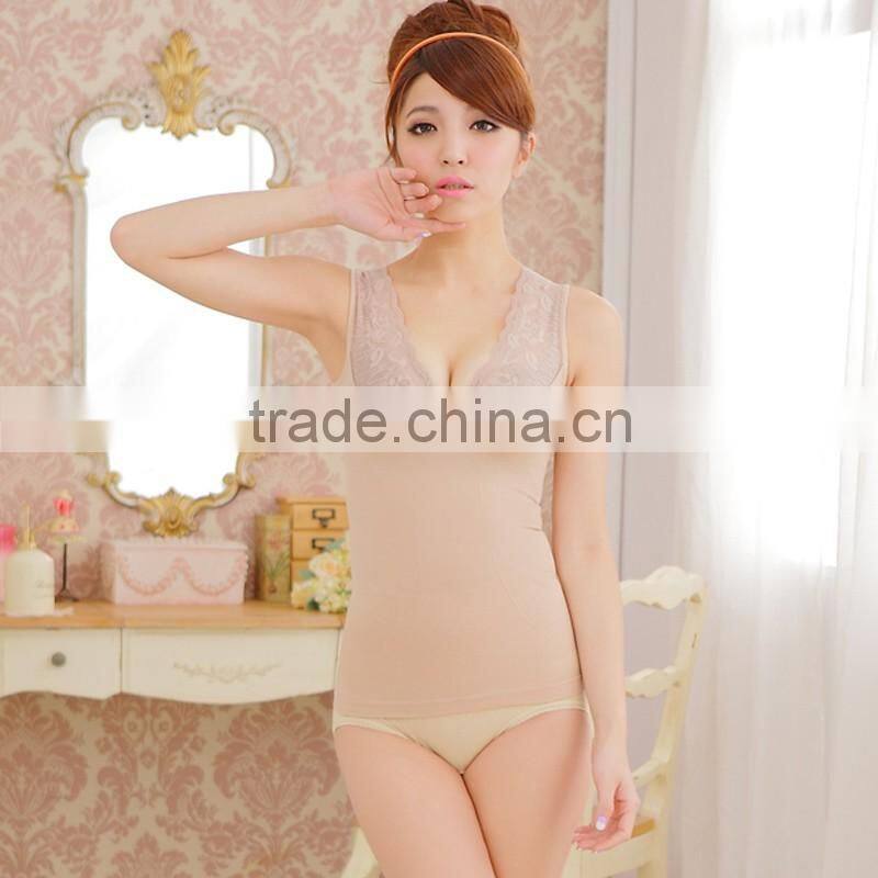 High Quality Lace Design Lady Tank Top Tummy Control V Neck Tank Top