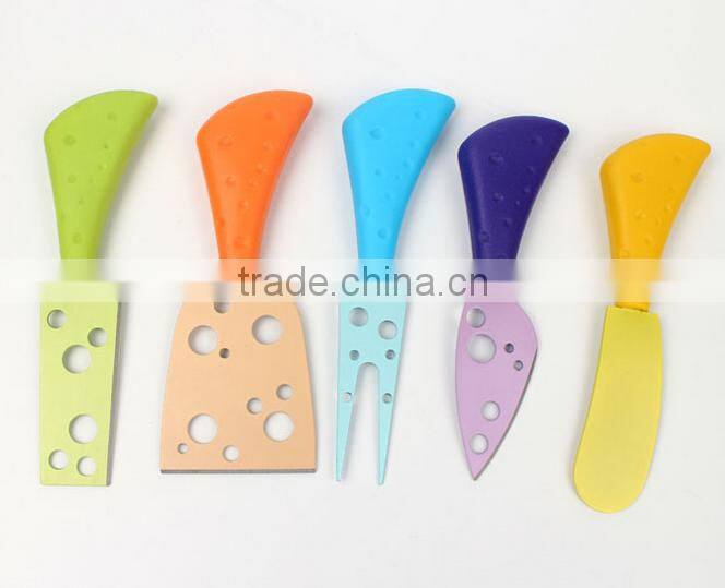 new hot sale cheese knife set with heart hole wooden handle