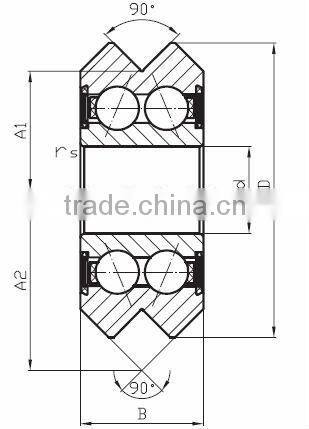 W3 2RS 12mm bore Dual V Guide Wheel Sealed Precision Double Row Angular Contact Ball Bearings