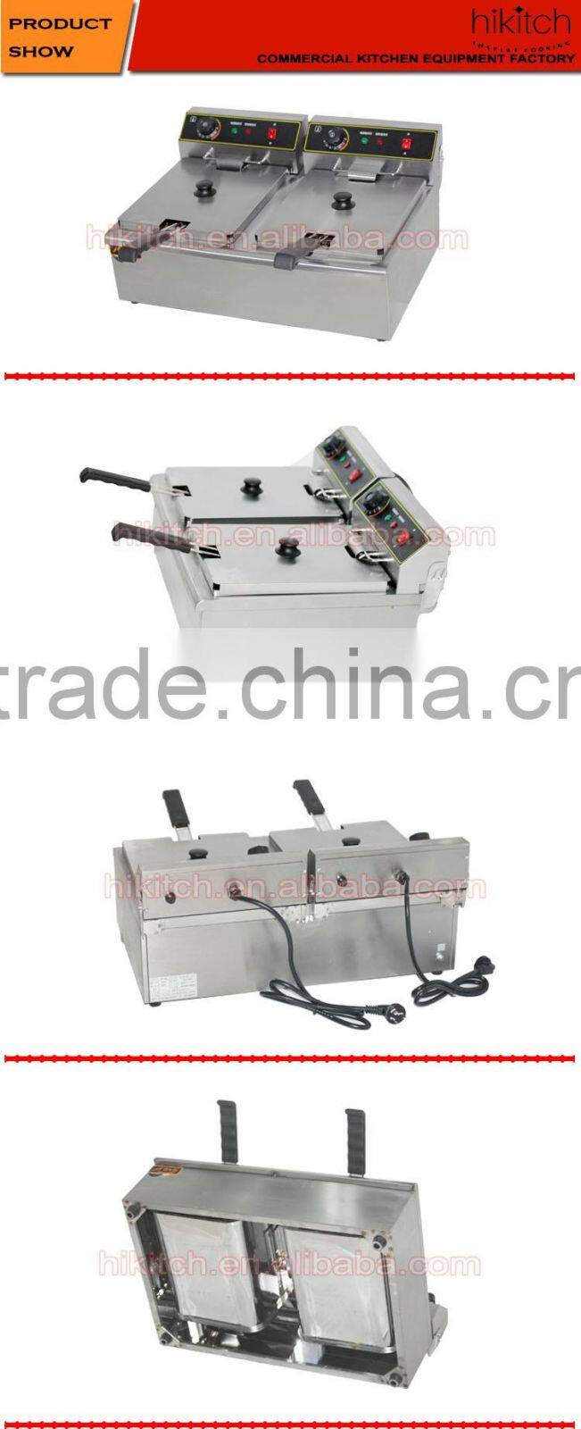 kitchen equipment double tanks electric deep fryer machine with thermostat