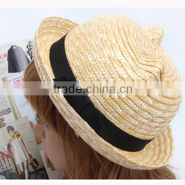 Wholesale different colour Nice Summer straw hat Beach Hats For Children kids