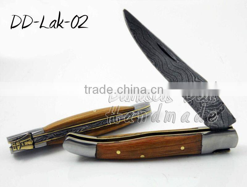 Damascus Steel Laguiole Knife Stag Handle, 10cm and 12cm sizes available